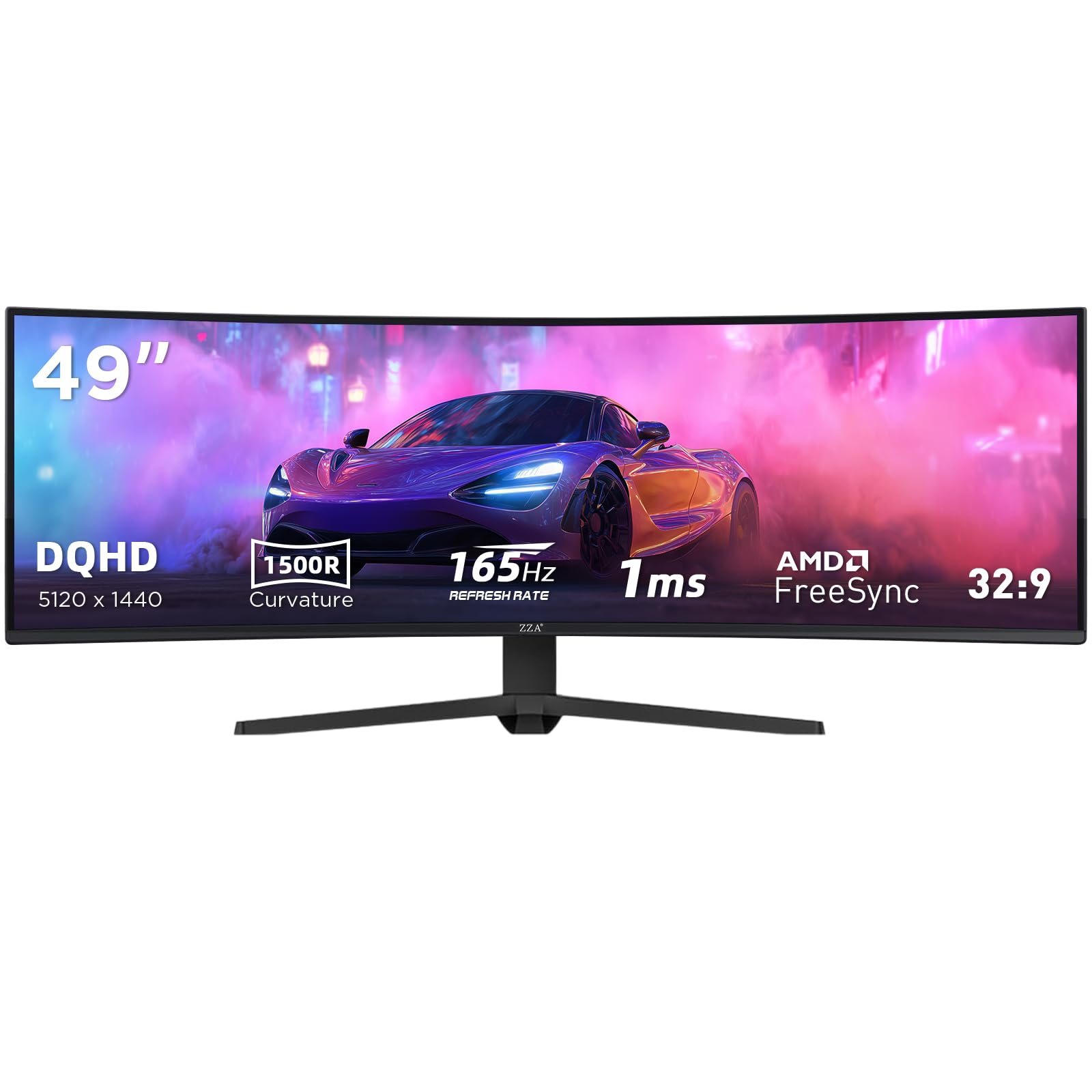 49 Inch Ultrawide Curved Gaming Monitor, 5K Display Dual QHD 5120x1440, 165Hz 1ms, 1500R VA Large Curved Monitor for Mac &amp; Work, with FreeSync G-Sync Compatible, HDMI/DP Ports, Blue Light Filter, VESA