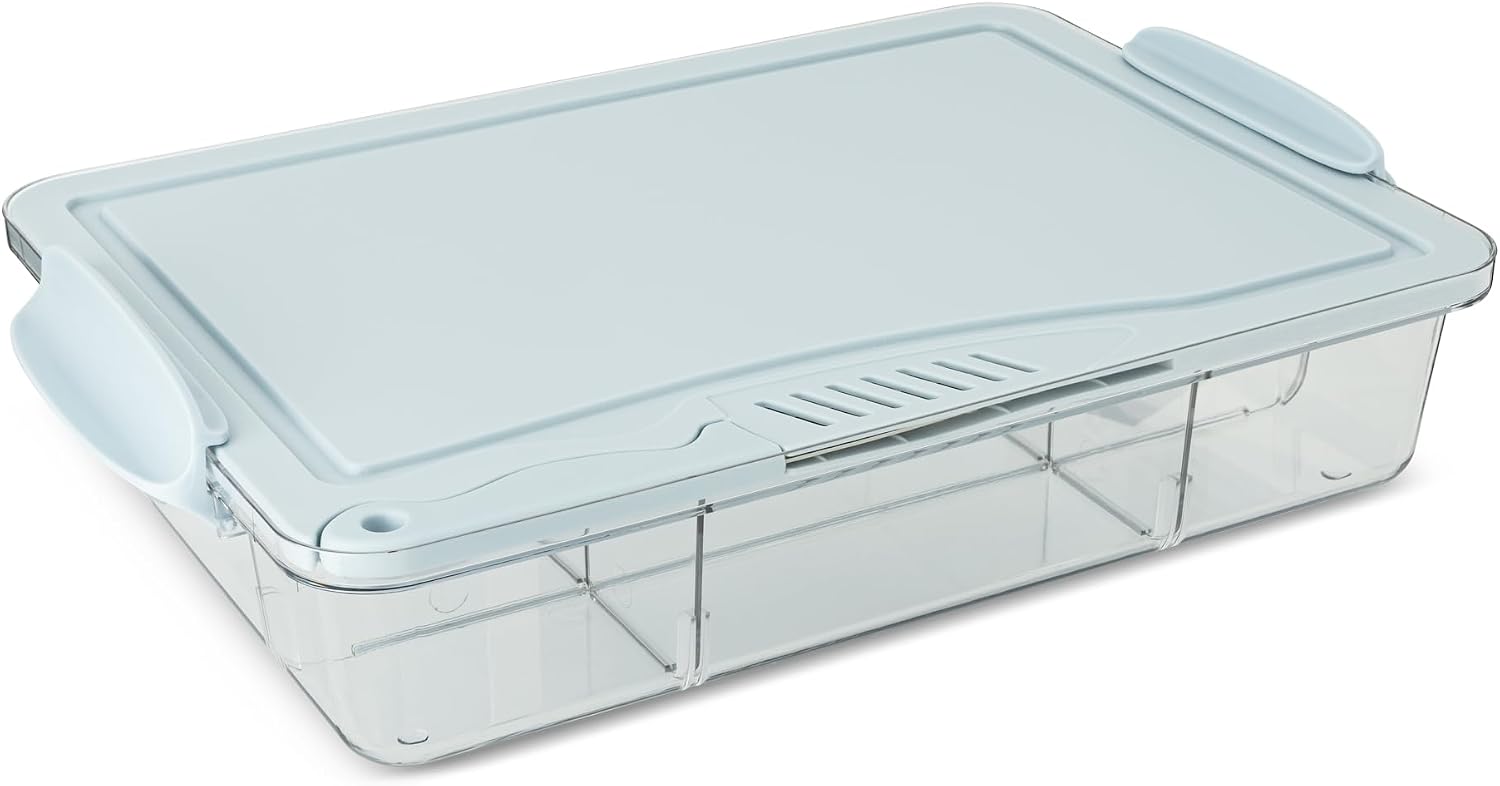 Core Kitchen 9-Section Snack Box with Cutting Board & Knife, Harbor