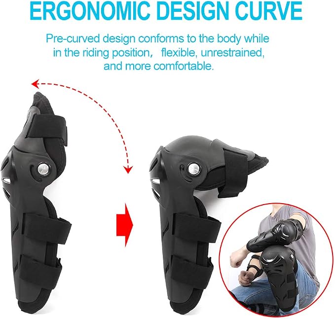 Protector de rodilla y codo para motocross negro 4 piezas miniatura 3