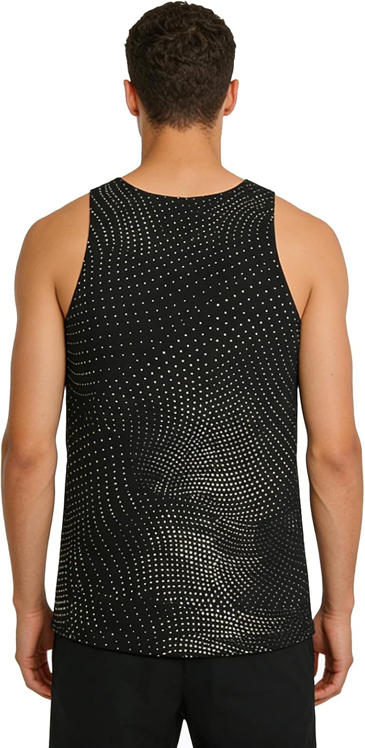 Kaerm Men Sleeveless Rave Party Top Disco Vest for Running Sports Music Concert Stage Performance