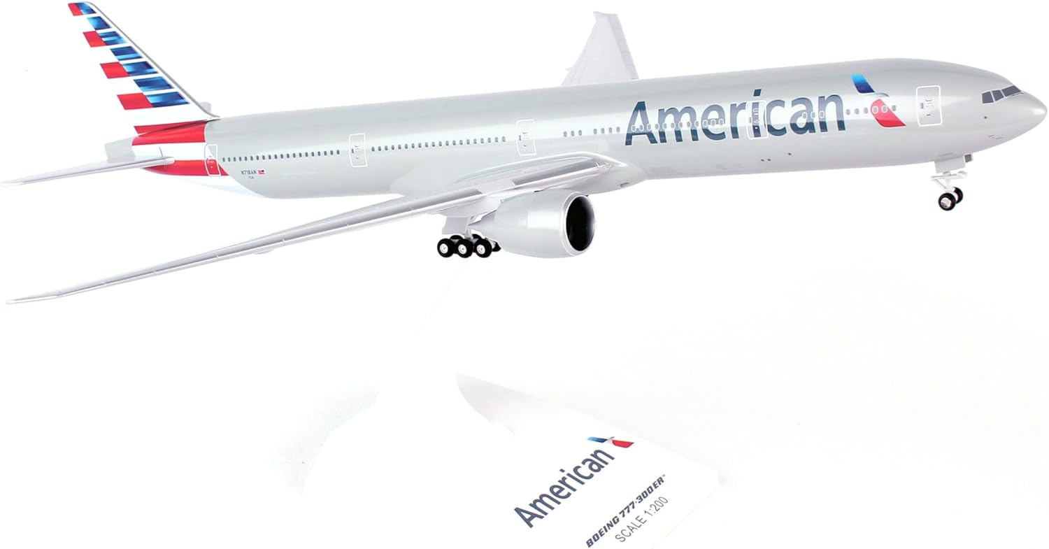 Daron Skymarks SKR715 American 777-300 New Livery Airplane Model Building Kit with Gear, 1/200-Scale, White