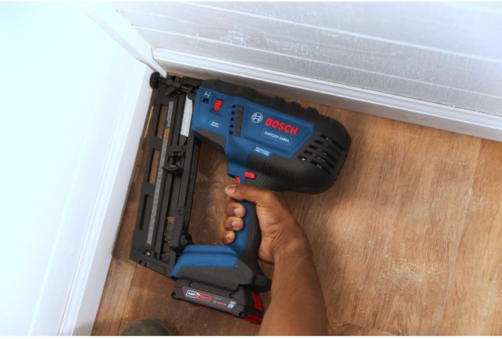 Bosch GNH18V-16MAB12-RT 18V Brushless Lithium-Ion 16-Gauge Cordless Angled Finish Nailer Kit (2 Ah) (Renewed)