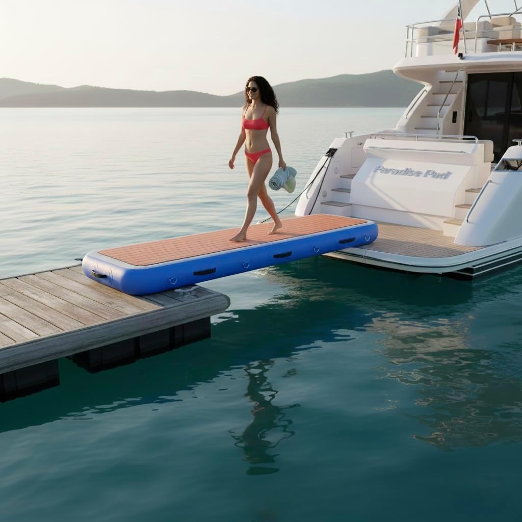 Inflatable Gangway Plank for Boats & Yachts, Gangway Boat Dock, Floating Dock Gangway Portable and Super Durable. Non Slip Surface- Paradisepad