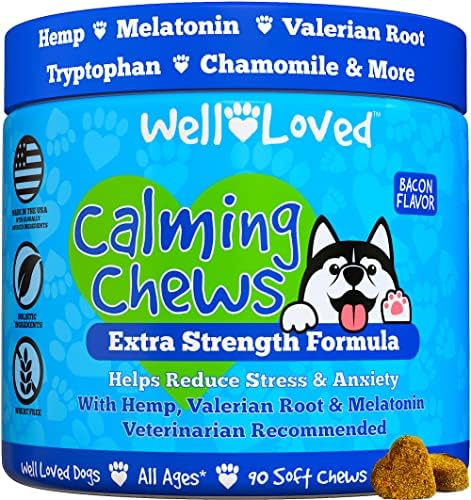Well Loved Calming Chews for Dogs – Dog Anxiety Relief, Made in USA, Vet Recommended, Dog Calming Chews – Anxiety Relief Treats, Melatonin for Dogs, Hemp Dog Treats for Calming, Extra Strength Well Loved Calming Chews for Dogs – Dog Anxiety Relief, Made in USA, Vet Recommended, Dog Calming Chews – Anxiety Relief Treats, Melatonin for Dogs, Hemp Dog Treats for Calming, Extra Strength