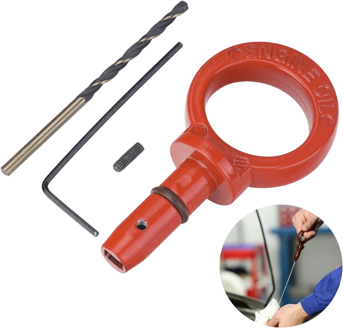 3mirrors Aluminum Oil Dipstick Pull Handle Compatible with Dodge Chrysler Jeep Models Universal Engine Oil Dipstick w/Viton O Ring & Installation Kit