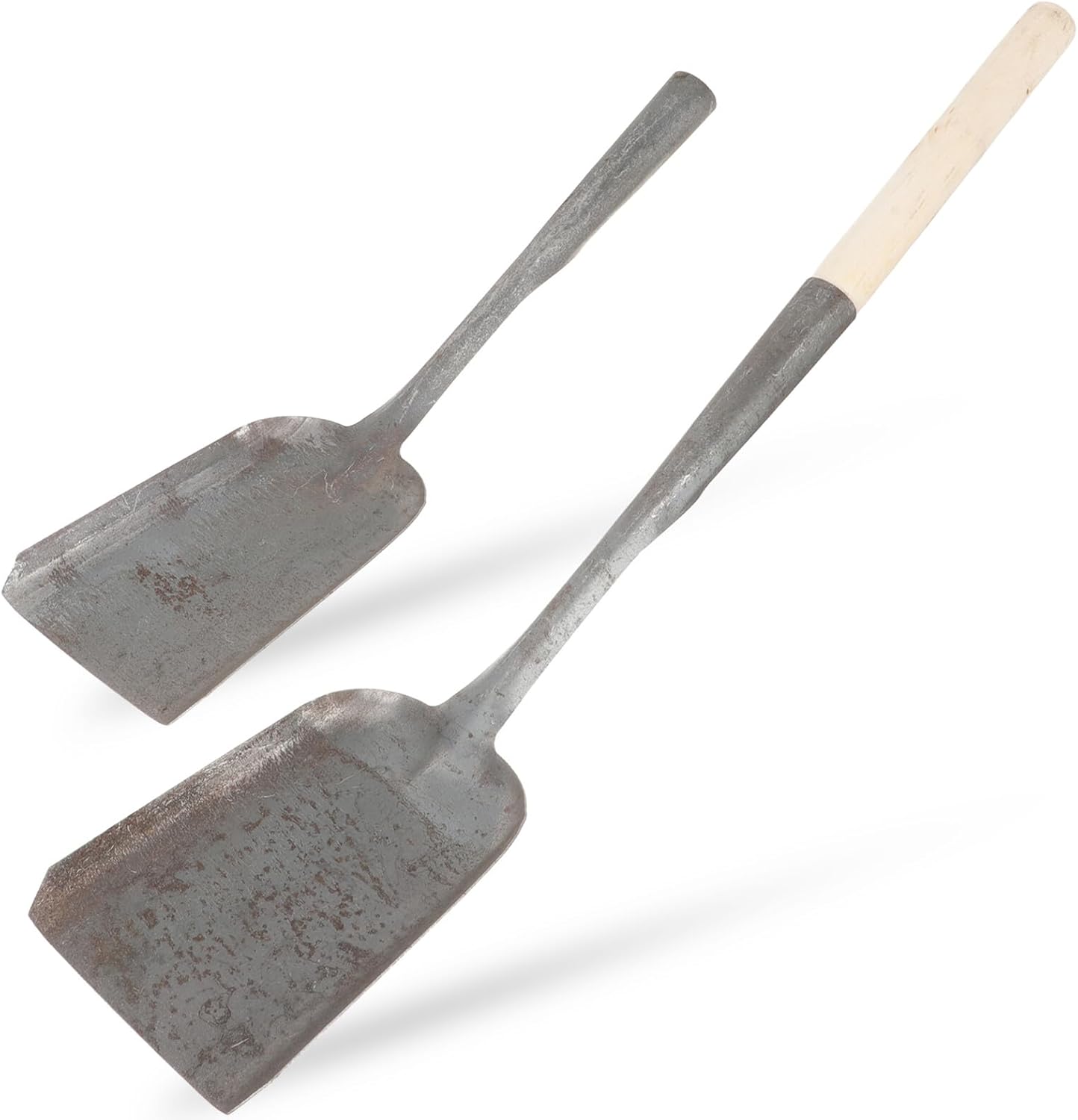 BESPORTBLE 2pcs Small Coal Shovel Set Without Wooden Handle, Black Cast Iron Ash Cleaning Spade for Household Fireplace and Stove Use, Multi-Functional Dig Soil Scoop for Garden