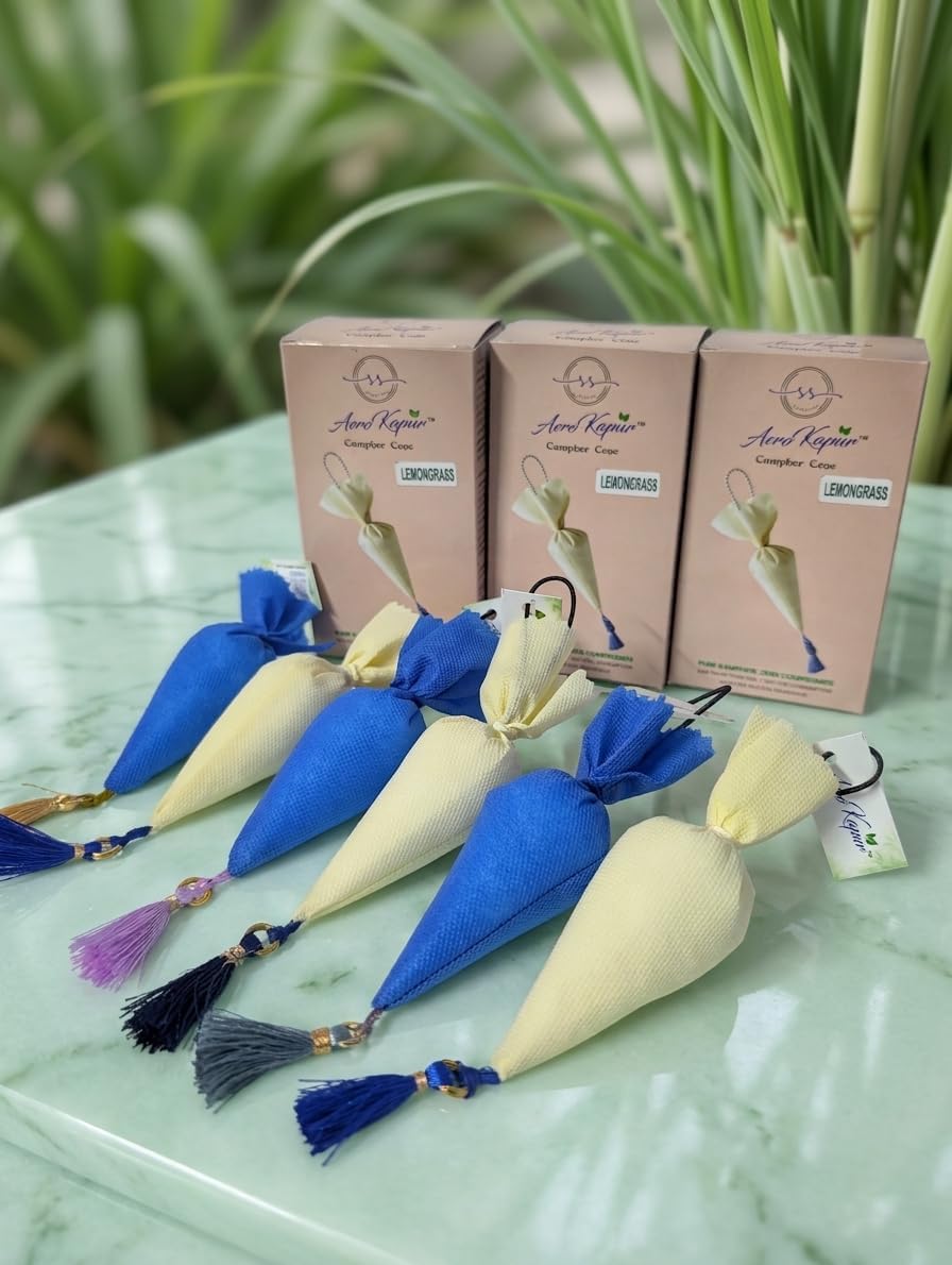 100% Pure Bhimseni Camphor Hanging Air Purifier Bag, Medium Size (Pack of 3 Box, 6 Pcs Inside)