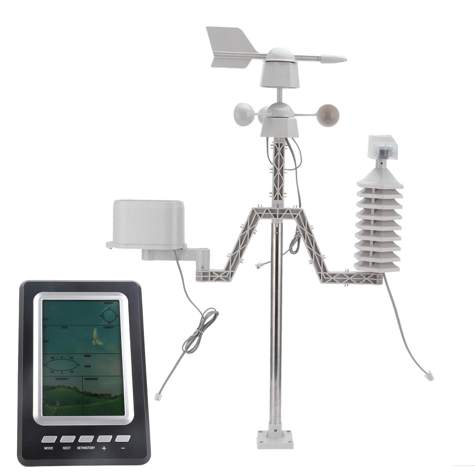 Stazione di previsione meteorologica wireless con strumento di misurazione e precipitazioni a velocità del retroilluminazione LCD per la casa esterna Usa materiale ABS 19x12,8 cm