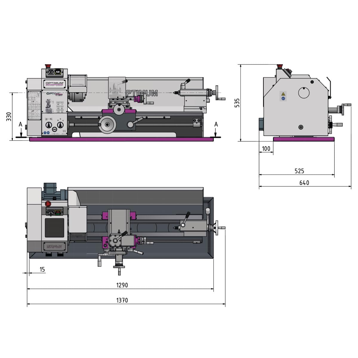 Optimum Tu 2807 230 V – Drehmaschine