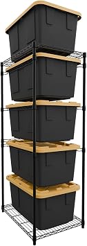 SafeRacks 5-Tier Steel Tote Rack for 27 Gallon Bins - Black
