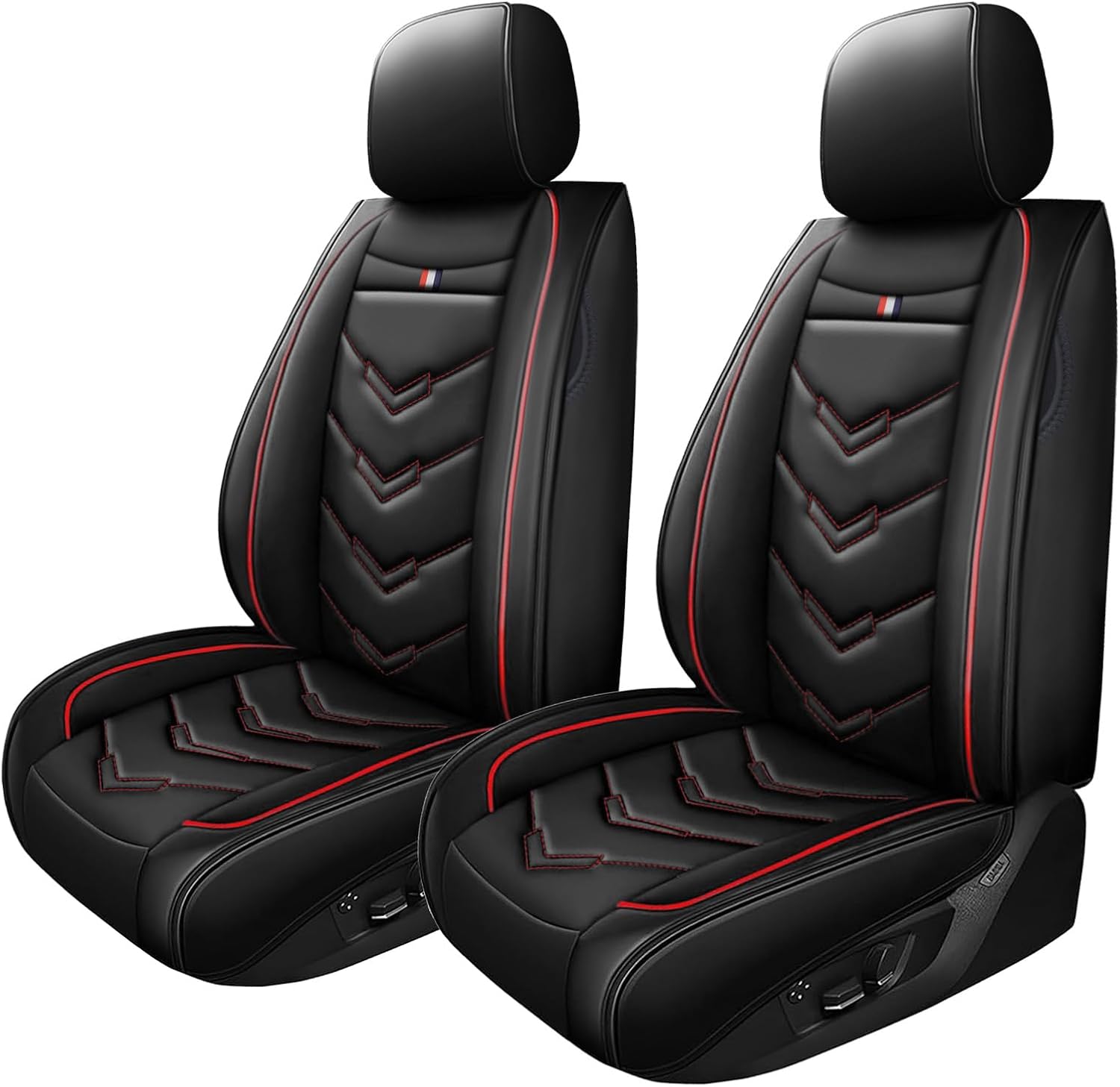 Car Seat Cover for Chevrolet Traverse 2009-2026, Waterproof Durable Compatible Airbag, Premium Leather Seat Protector(2 Seats Standard,Black Red)