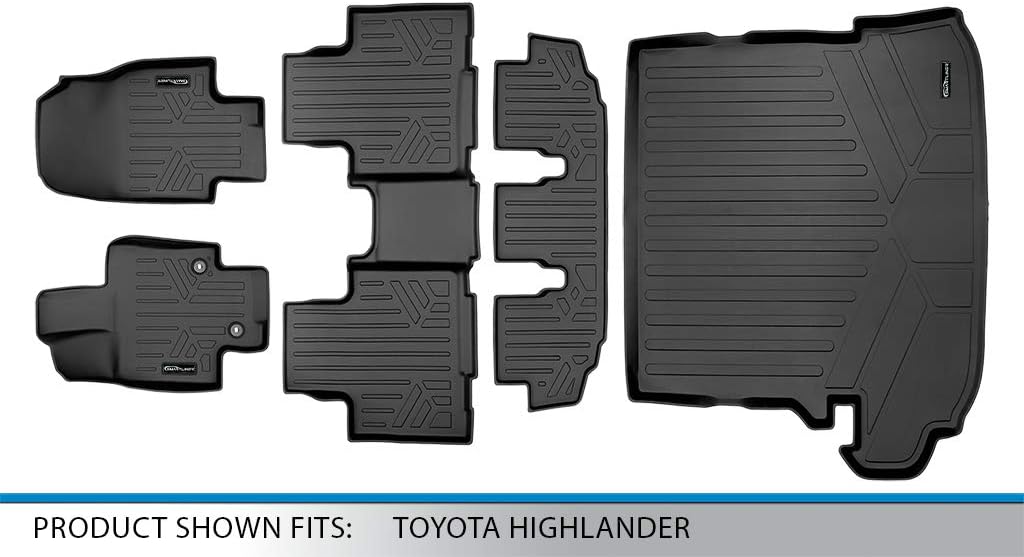 SMARTLINER 3 Row Floor Mats & Cargo Liner Behind 2nd Row Compatible with 2020-2025 Toyota Highlander