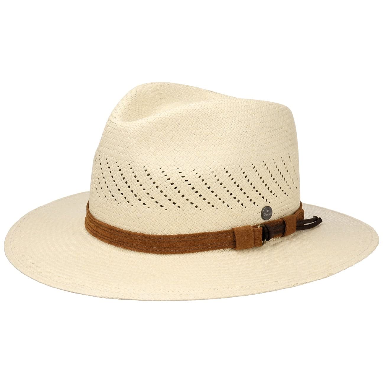 Lierys Sombrero Panamá Air Mujer/Hombre - Made in Ecuador Traveller de Paja Hombre con Banda Piel, Piel Primavera/Verano