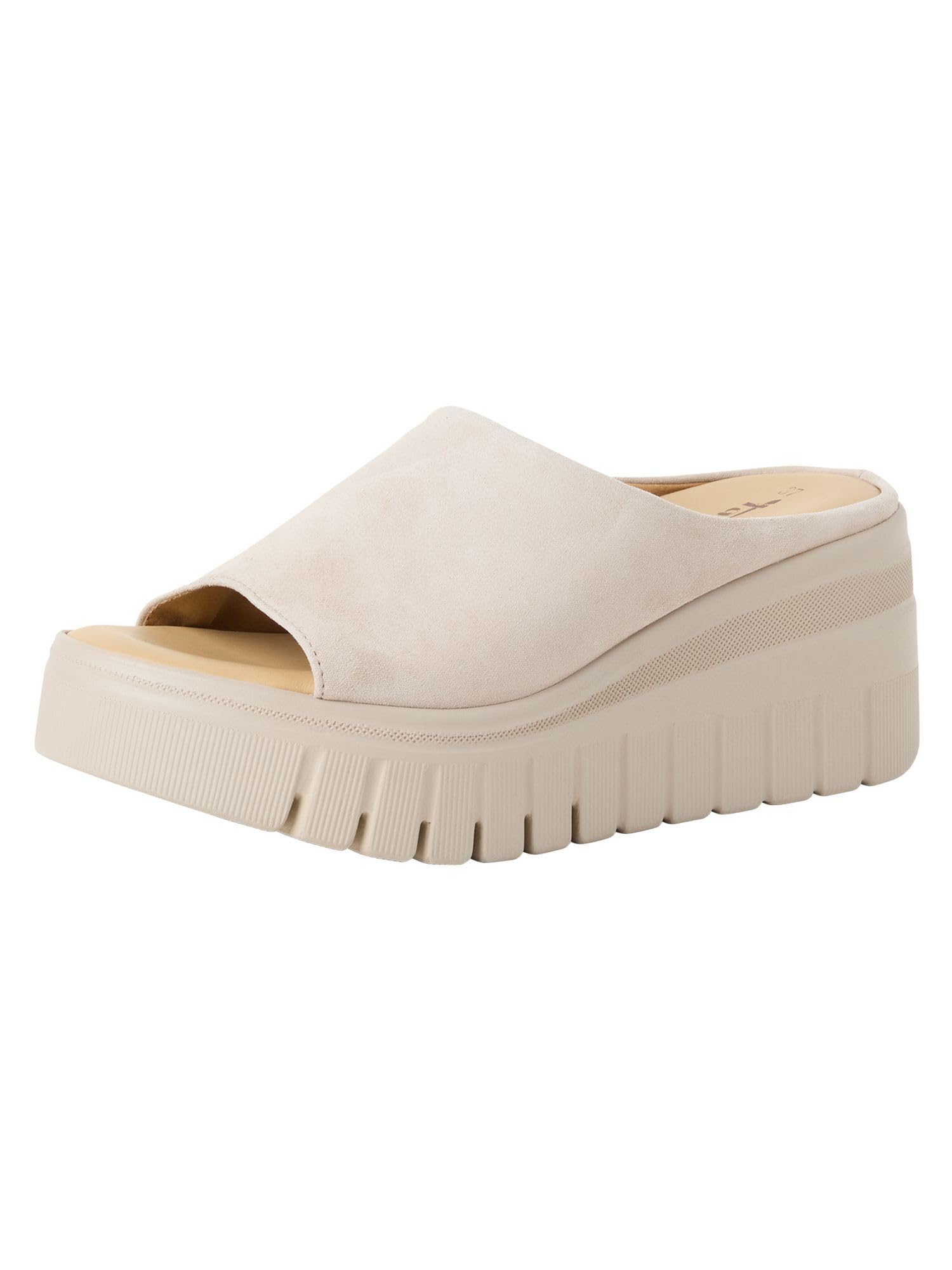 Tamaris Women's leather mules with wedge heel brown 8 UK