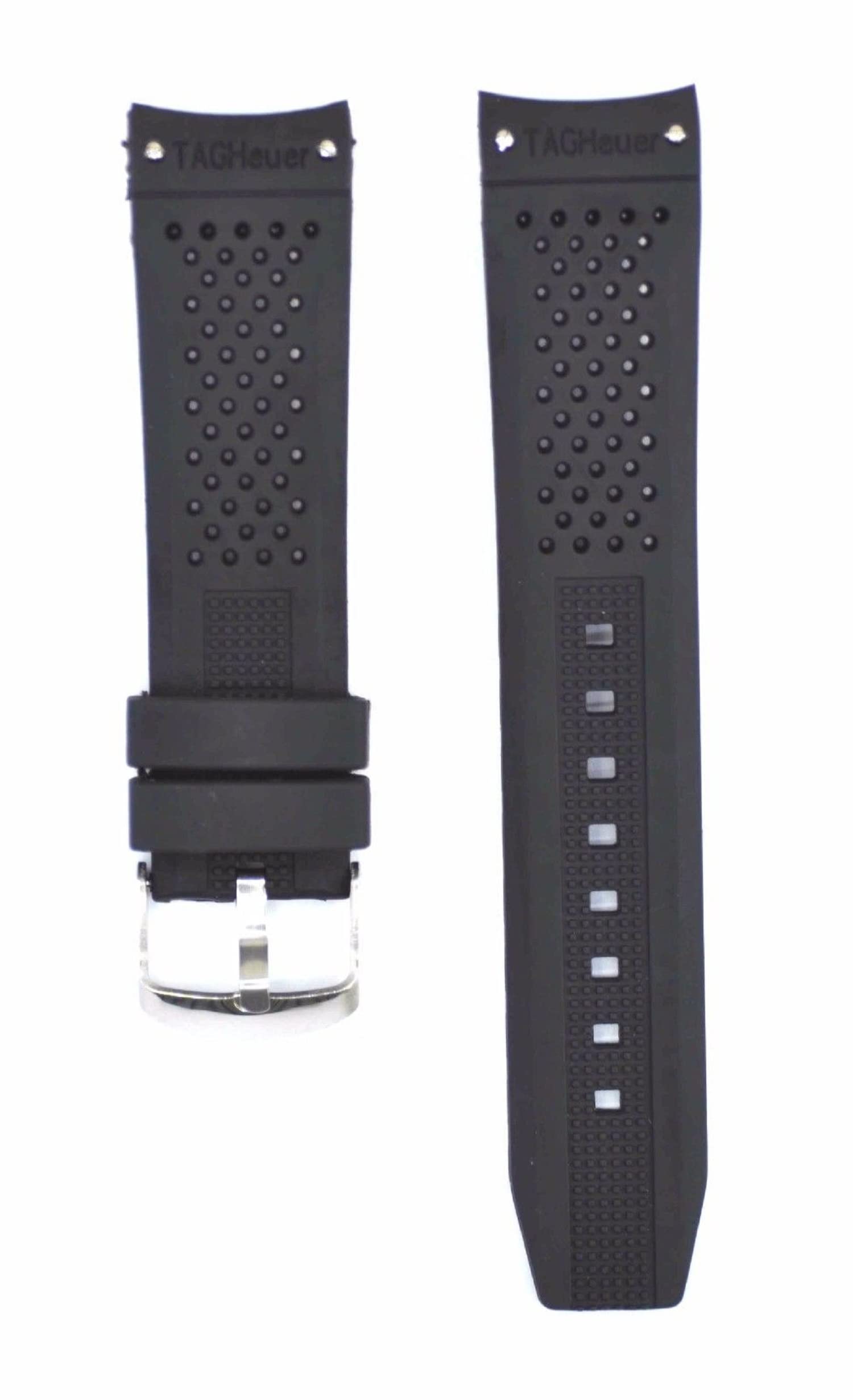 EwatchAccessories 22mm x 20mm Curved End Black Rubber Watch Strap Band (B08CSTQP8J) Amazon Price History, Amazon Price Tracker