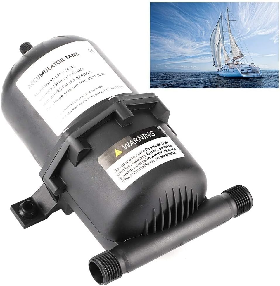 Accumulator Pressure Control 0.75 L 125PSI for Marine RV Boat, NMAT-075-125-01, and