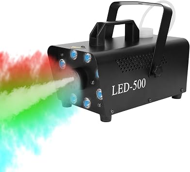 Fog Machine, 500W Smoke Machine with 8LED Lights & 5 Lighting Effects, 2000CFM Smoke Machine with Wireless Remote Control for Halloween, Christmas, Parties, Wedding and DJ Stage Effect