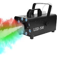 Fog Machine, 500W Smoke Machine with 8LED Lights & 5 Lighting Effects, 2000CFM Smoke Machine with Wireless Remote Control for Halloween, Christmas, Parties, Wedding and DJ Stage Effect
