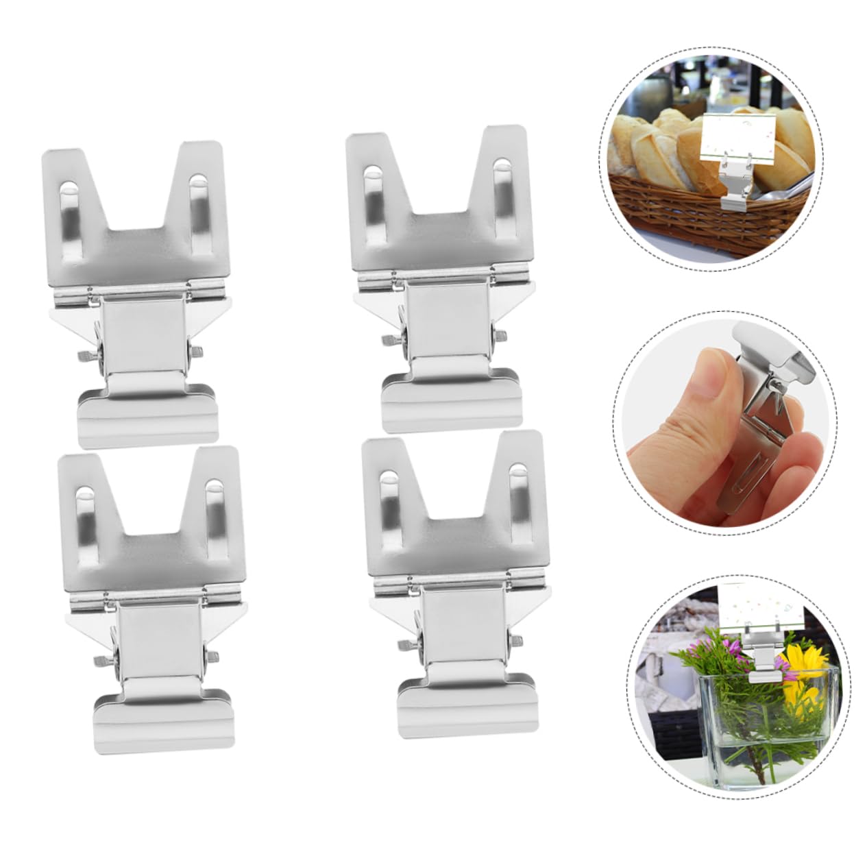 BUTIFULSIC Sturdy Metal Tag Clip Display Rack 4pcs Card Display Holder for Retail Wedding Restaurant