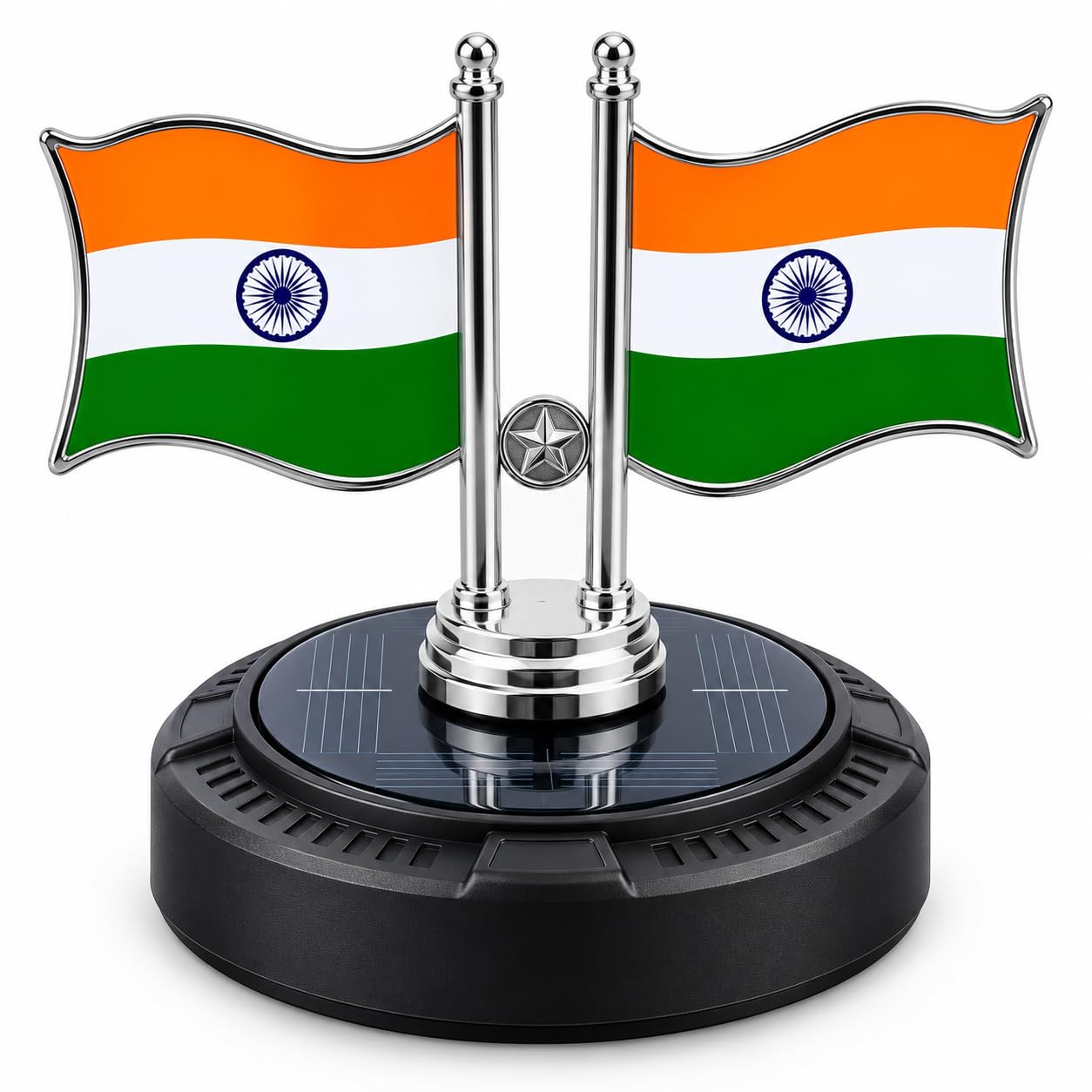Solar Powered Car Dashboard Rotating Indian Flag with Aroma Diffuser | 360 Degree Sunlight Driven Tiranga Decoration for Vehicle Interior | Decorative Auto Accessory for Desk Gift-image-18