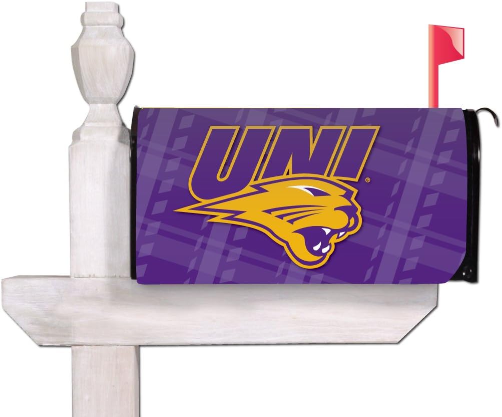 VictoryStore Outdoor Mailbox Cover - University of Northern Iowa, Zebra Stripes, Magnetic Mailbox Cover