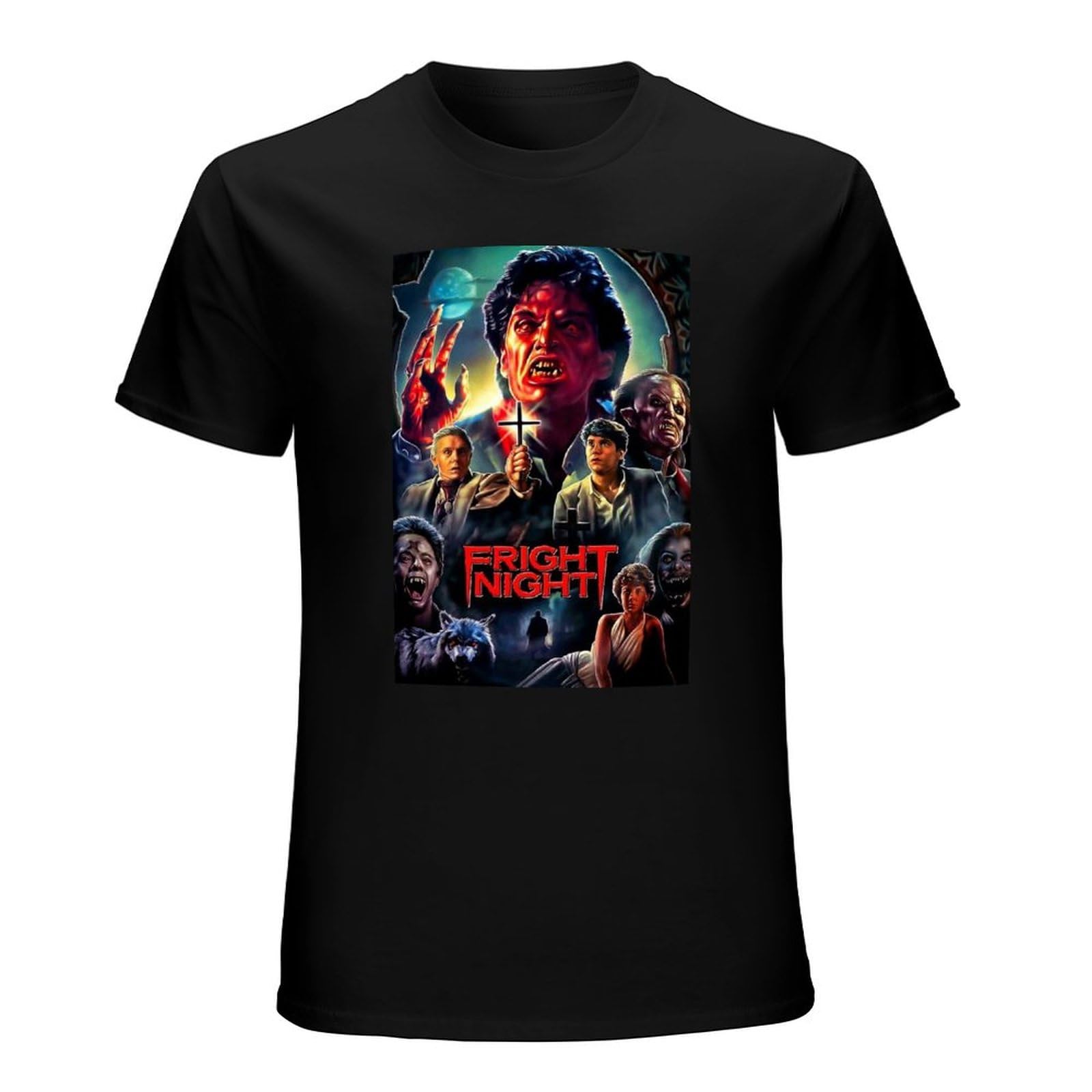 Huachenyu Unisex Black Fright Night Horror Movie Logo Men's T-Shirt Tee Shirt L