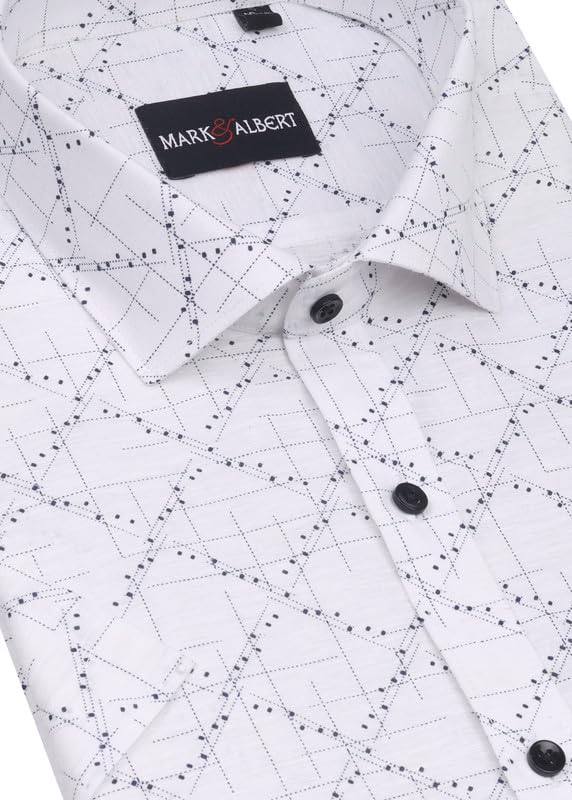 Image of Mark & Albert Men's Half Sleeve Cotton Linen Shirt Blue