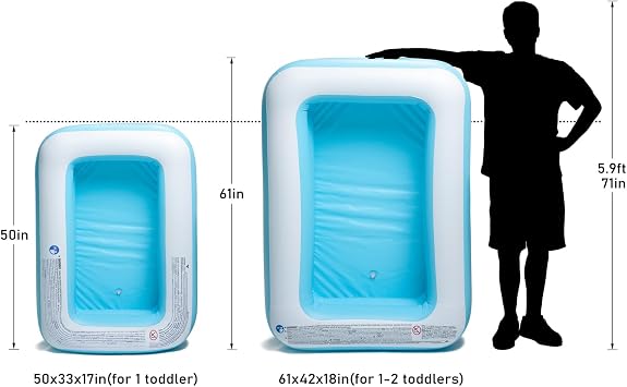 Inflatable Kiddie Pool, 61x42x18 Inch Rectangular Family Swimming Pool, 72 Gallon Capacity for Kids & Adults, Easy Set for Backyard Summer Fun