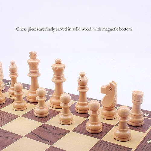 Miniatura 6 de ROLTIN Magnetic Wooden Chess Set Folding Portable Travel Chess Board Game Sets with Game Pieces Storage Slots for Adults and Kids Gift Chess Gifts