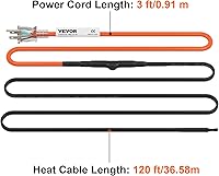 Vista 8 de VEVOR Cable de calefacción de tubería autorregulable, cinta térmica de 120 pies de 5 W/ft para protección contra congelación de tuberías, protege