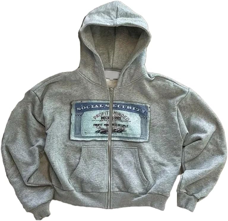 Y2k Oversized Graphic Hoodies Unisex Grunge Zip up Hoodie Cute Hoodies for Teen Girls and Boys 2000s Emo Clothes