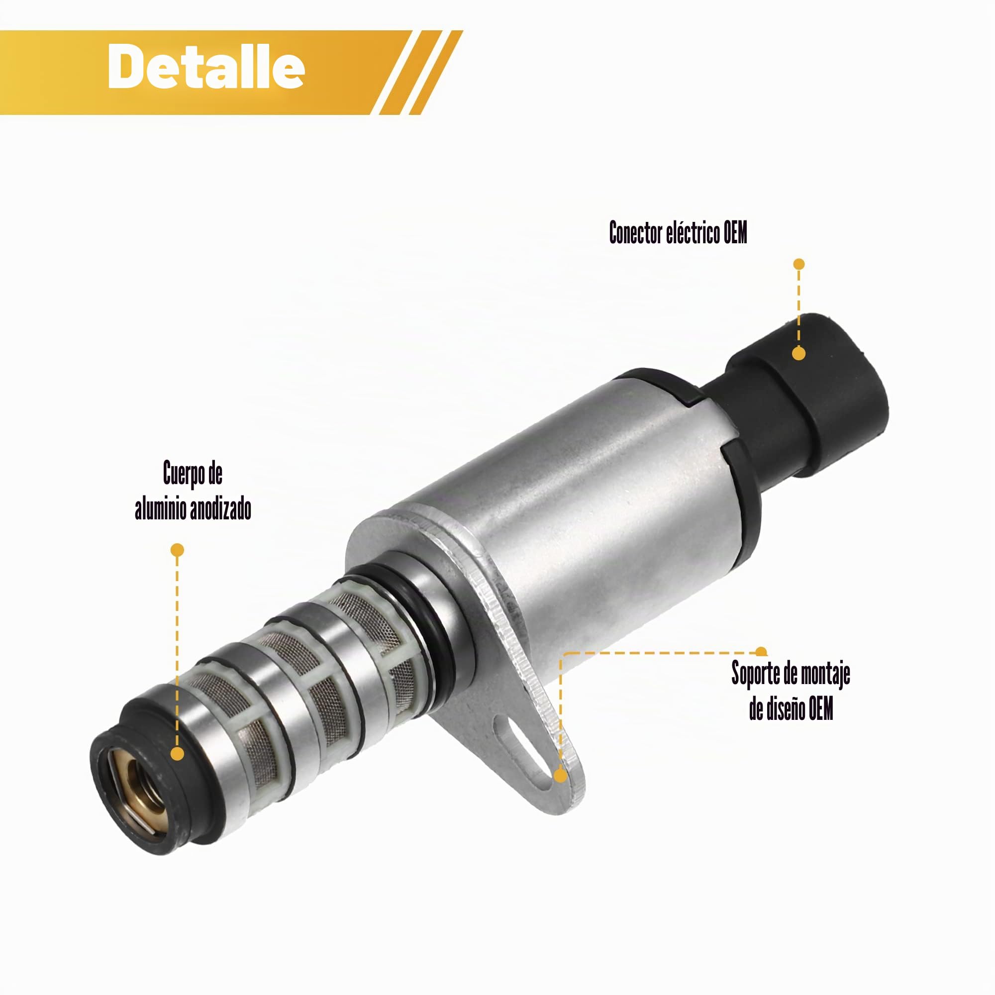 A ABSOPRO 55209167 Solenoide Vvt Para Ford Ka 08-12 1Pc | Plateado Y Negro,Plástico Y Metal,109X40X26Mm,55209167,55209166,Para Alfa Romeo 159 1.8L 05-12,Para Fiat 500 1.2L 07-11