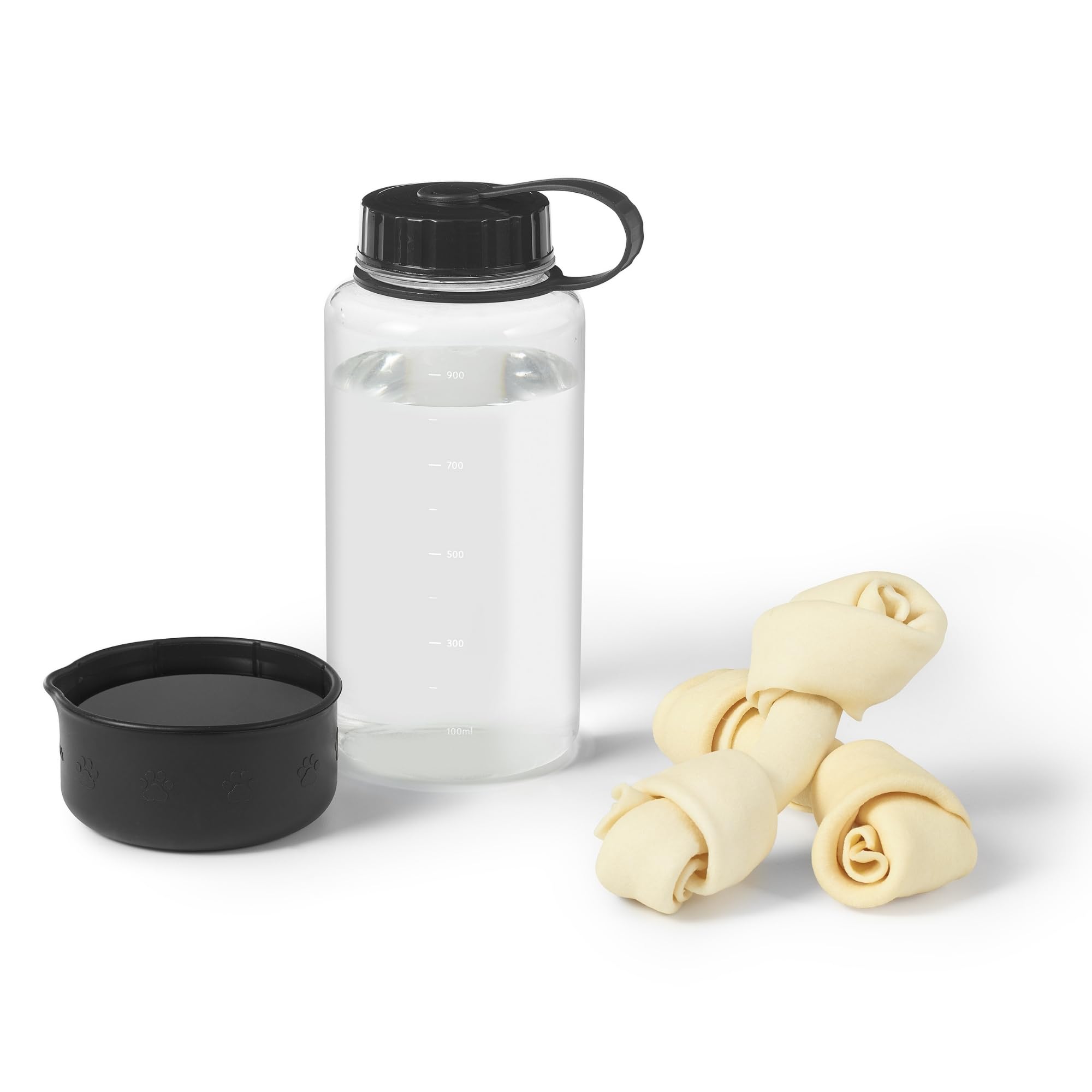 Starfrit LocknLock Pet Water Bottle with Silicone Bowl and Carrying Handle - 34oz/1L - Leakproof