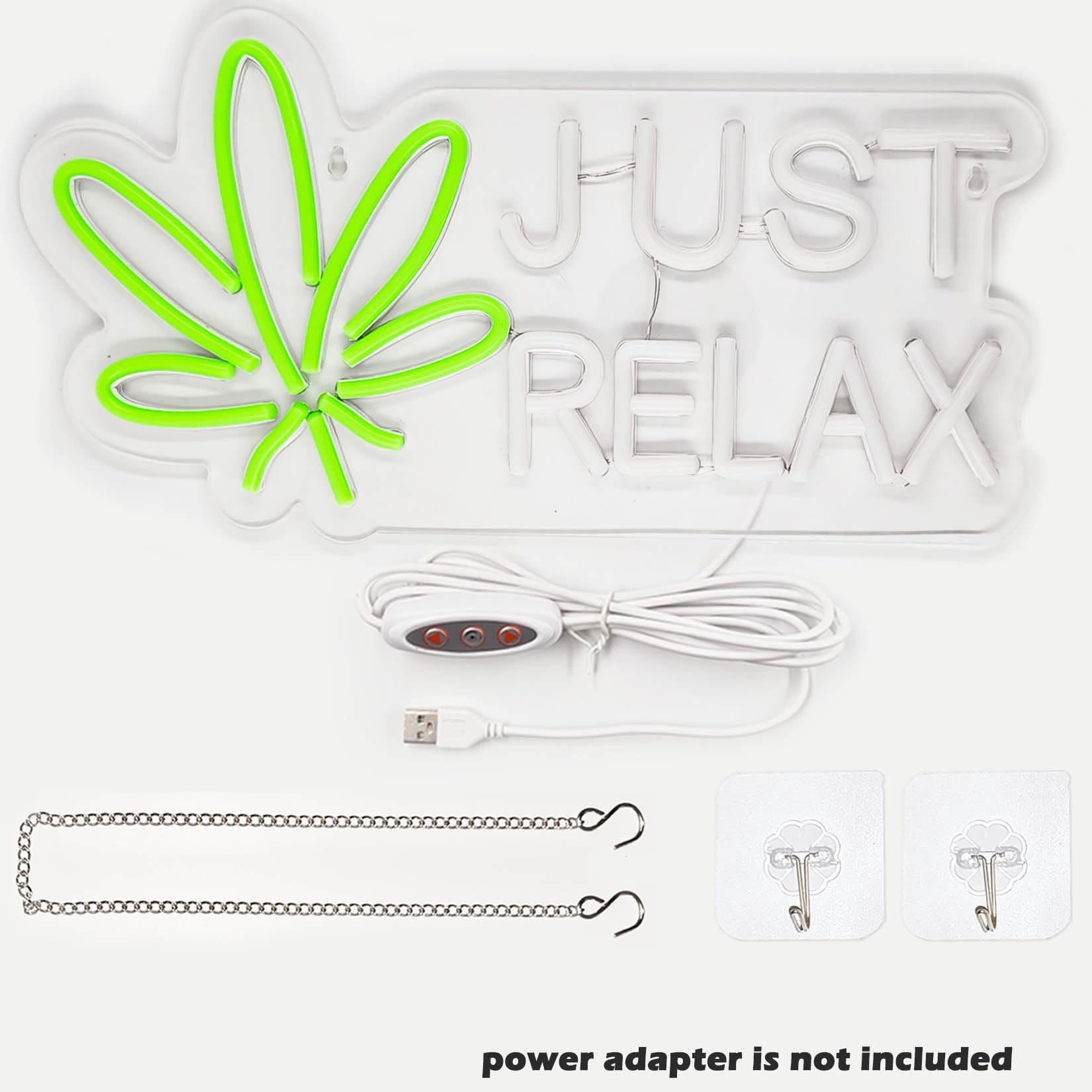 JUST RELAX neonowy znak LED, dekoracja ścienna, jaskinia człowieka, neonowe świecące znaki, sztuka ścienna do domu, pokoju, baru, sypialni, zasilany przez USB, 40 x 20 cm