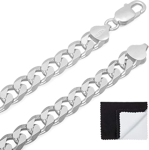 Miniatura 8 de .925 Sterling Silver Cuban Link Curb Chain Necklace 1mm-16mm, 16-30" Flat & Polished (Shiny) Hypoallergenic (Nickel-Free) Made in Italy