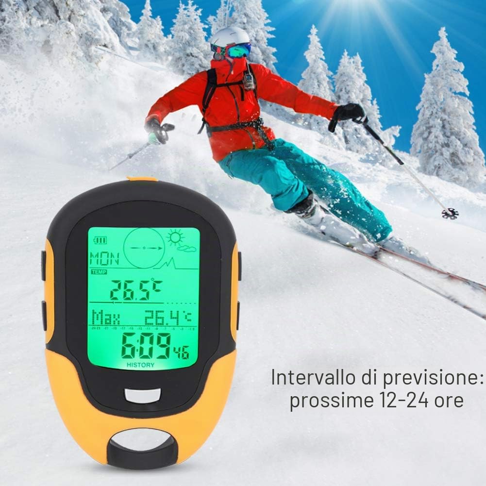 FR500 Altimetro da Esterno Altimetro per Auto Multifunzionale Barometro Termometro Igrometro Bussola Accessori per La Vita All'aperto