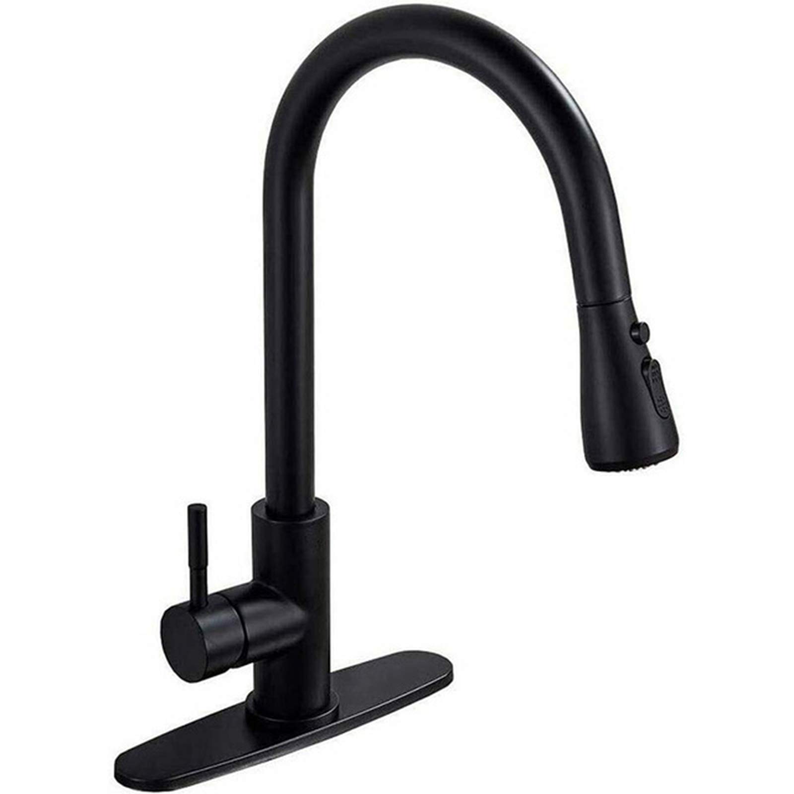 360°Rotation Kitchen Faucet with Pull Down Sprayer, Single-Handle 1 Or 3 Holes Hot and Cold Water Mixer Tap, Pull-Out Stainless Steel Kitchen Sink Faucet, One-Key Water Stop,Black