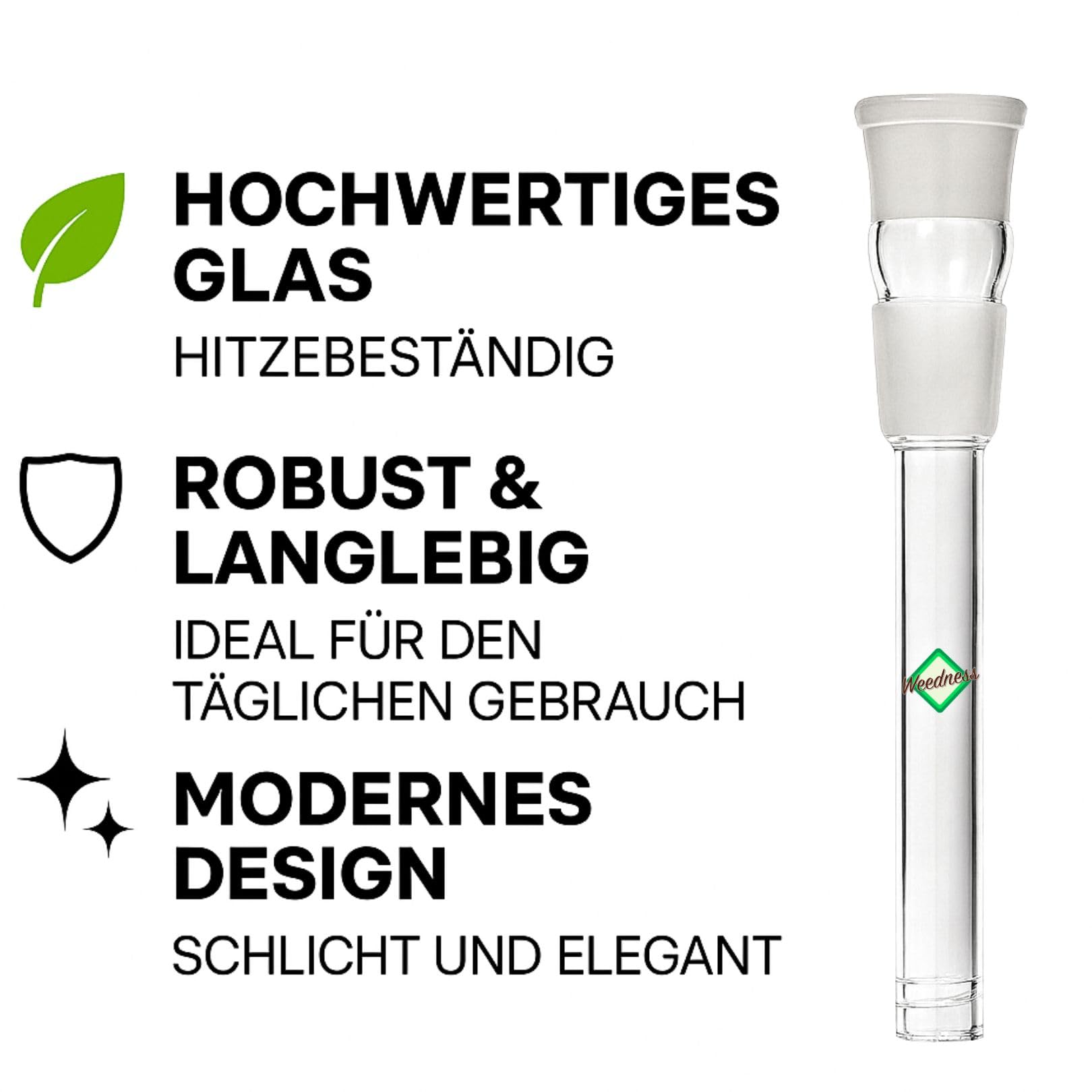 Weedness Glas-Bong-Kopf Set – 4-teilig, 18,8 Mm Schliff, Bunt, Inkl. Siebkratzer Und Feuerzeug