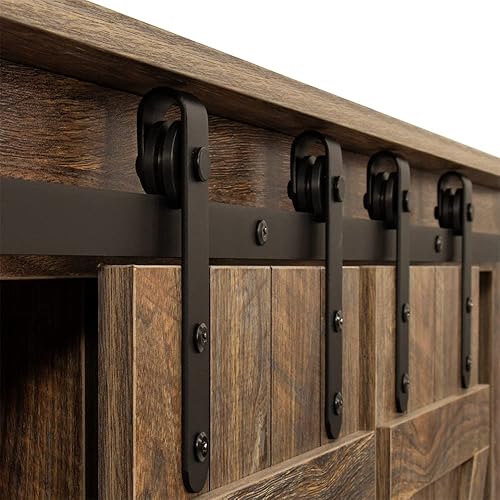 Miniatura 6 de LKTART Retro Ranch - Mueble de TV rústico moderno y rústico de madera con puerta corrediza de granero para TV de 65 pulgadas sala de estar