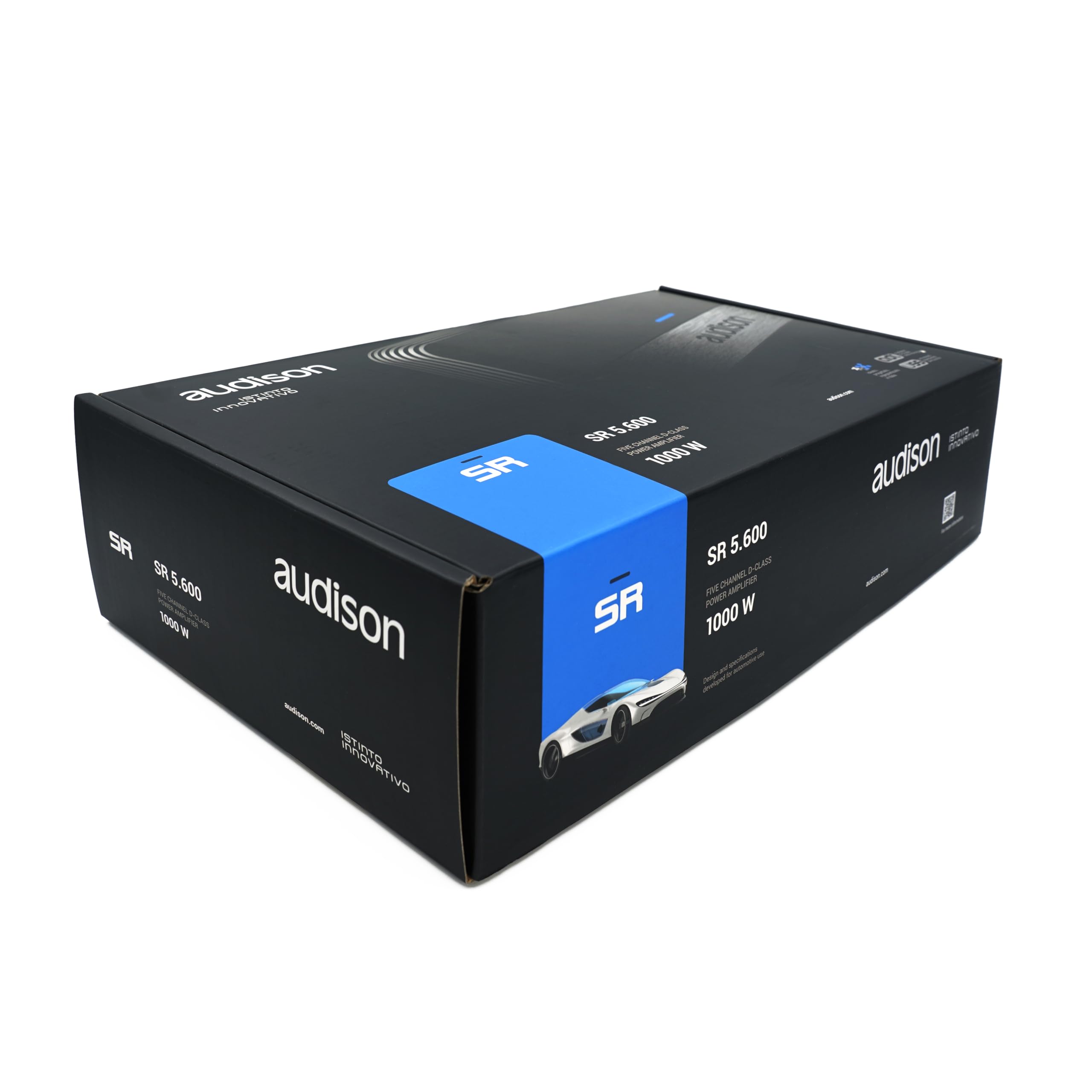 Audison SR 5.600 – Amplificatore 5 Canali Classe D con Tecnologia ADT, Potenza Totale 1010 W RMS, Crossover Integrato e Ingressi OEM/Aftermarket