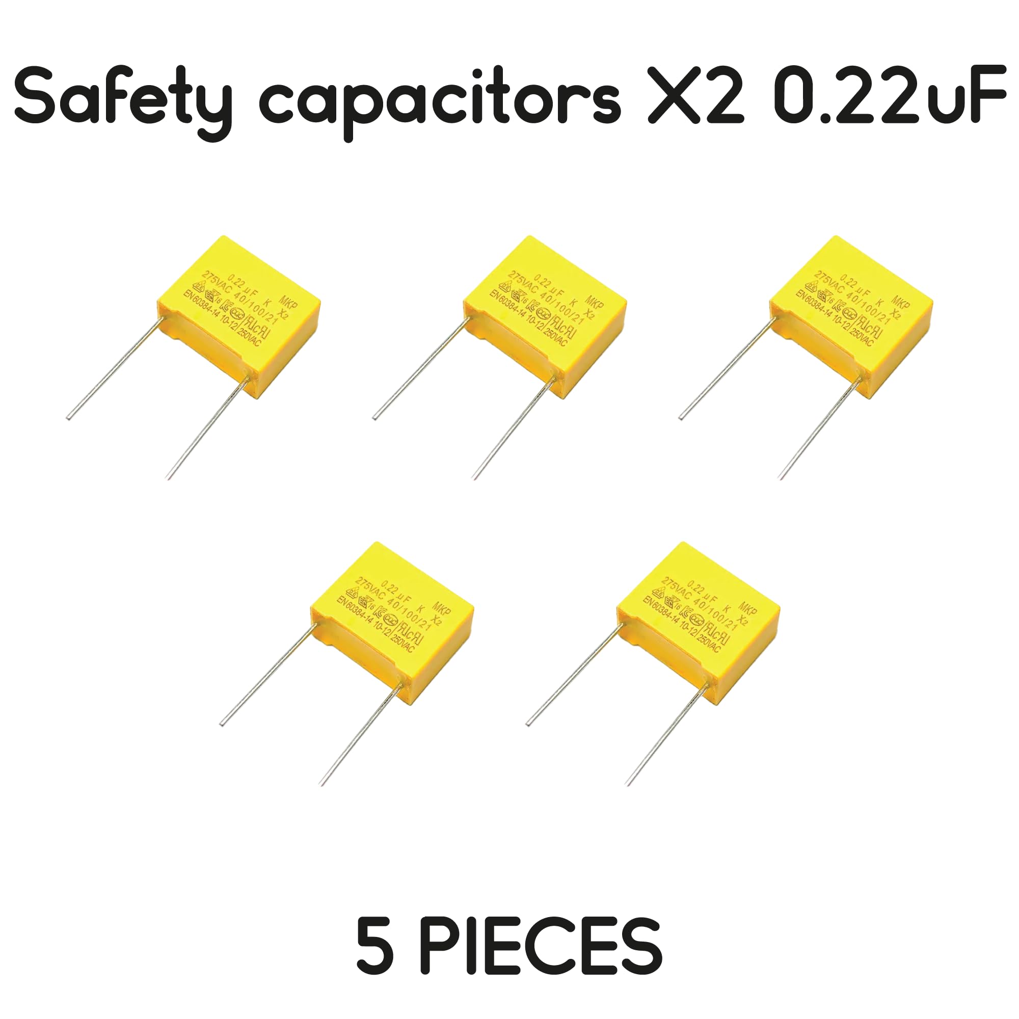 RTKYYZ Condensateur de sécurité MKP X2 275V 0.22UF 224K - 275VAC - 0.01 à 2.2UF - Rectangulaire - Polypropylène Métal - ±10% - 275VAC RTKYYZ Condensateur de sécurité MKP X2 275V 0.22UF 224K - 275VAC - 0.01 à 2.2UF - Rectangulaire - Polypropylène Métal - ±10% - 275VAC