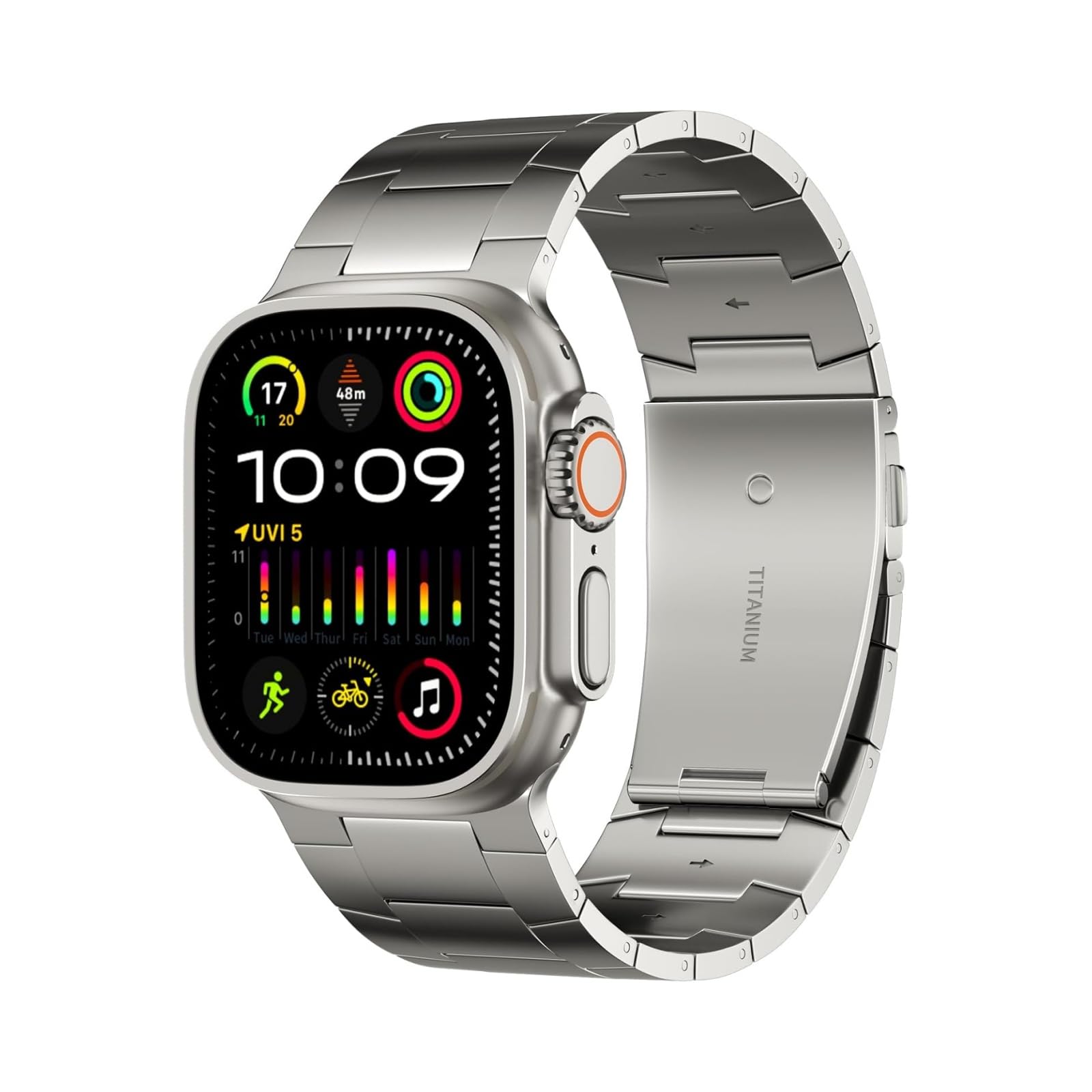 strappo titanium magnetico fully compatible con apple watch 49 mm