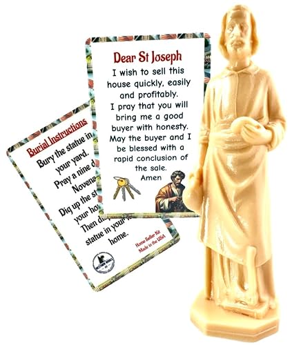 Westmon Works St Joseph Statue for Selling House Pack Figurine and Laminated Home Sale Prayer Holy Card with Instructions, Made in The USA