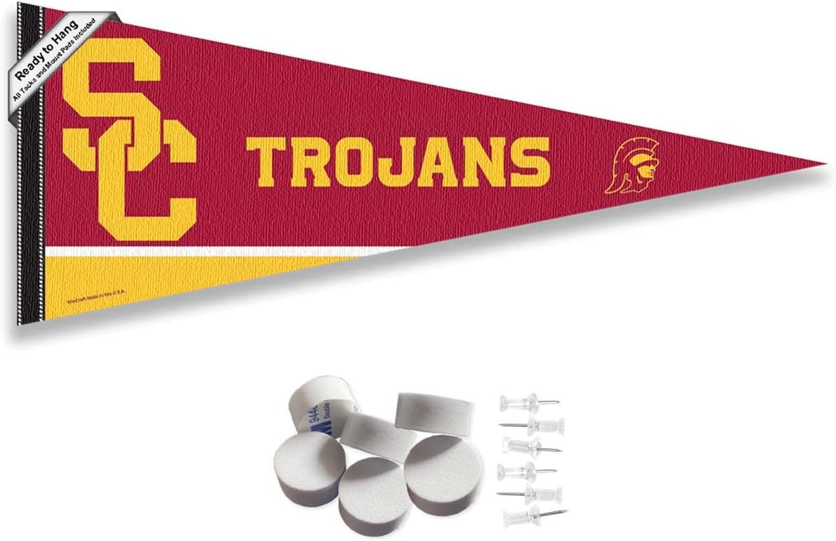 USC Trojans Pennant Flag and Wall Tack Mount Pads