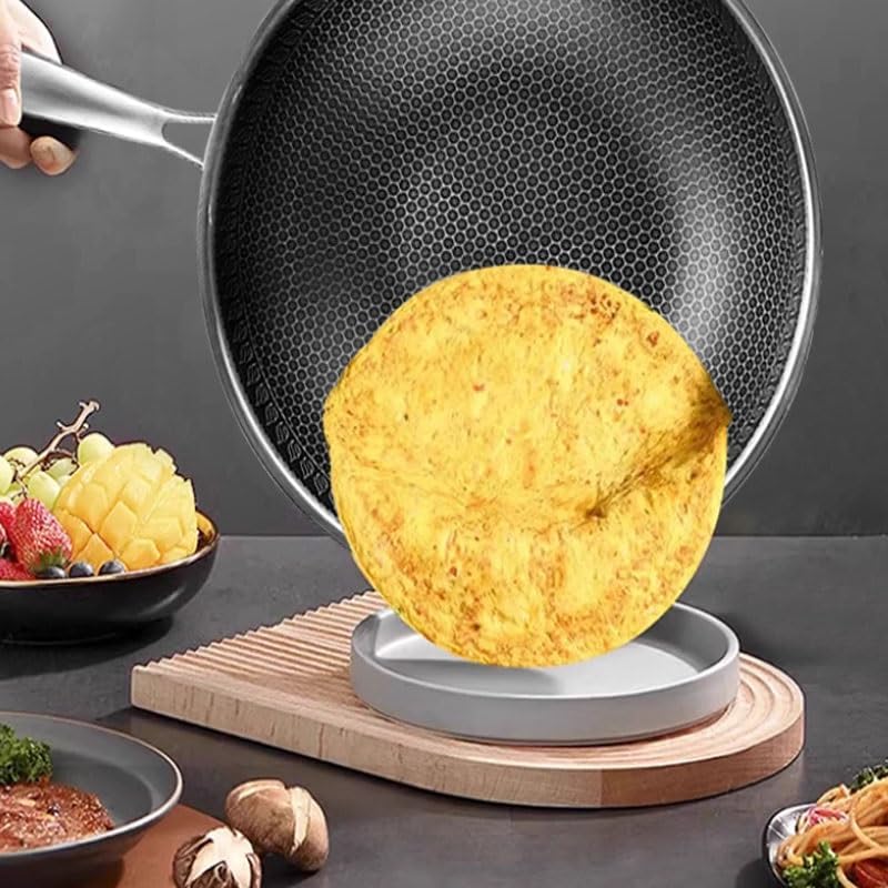 Honeycomb Frying Pan Set Thickened Three Layer Steel 304 Stainless Wok