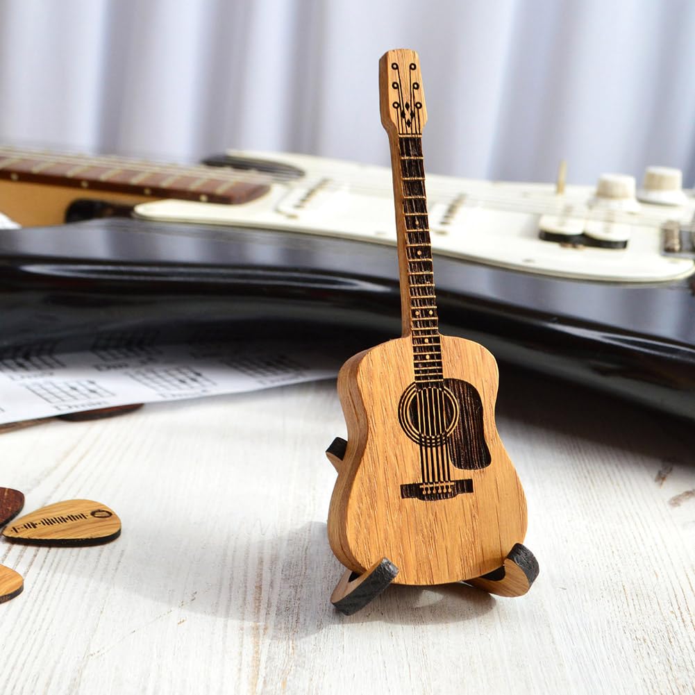 Caja de púas de Guitarra acústica de Madera Soporte para púas de Guitarra con Soporte y púas de Guitarra Caja de Almacenamiento de púas de Guitarra Estante para púas de Guitarra para