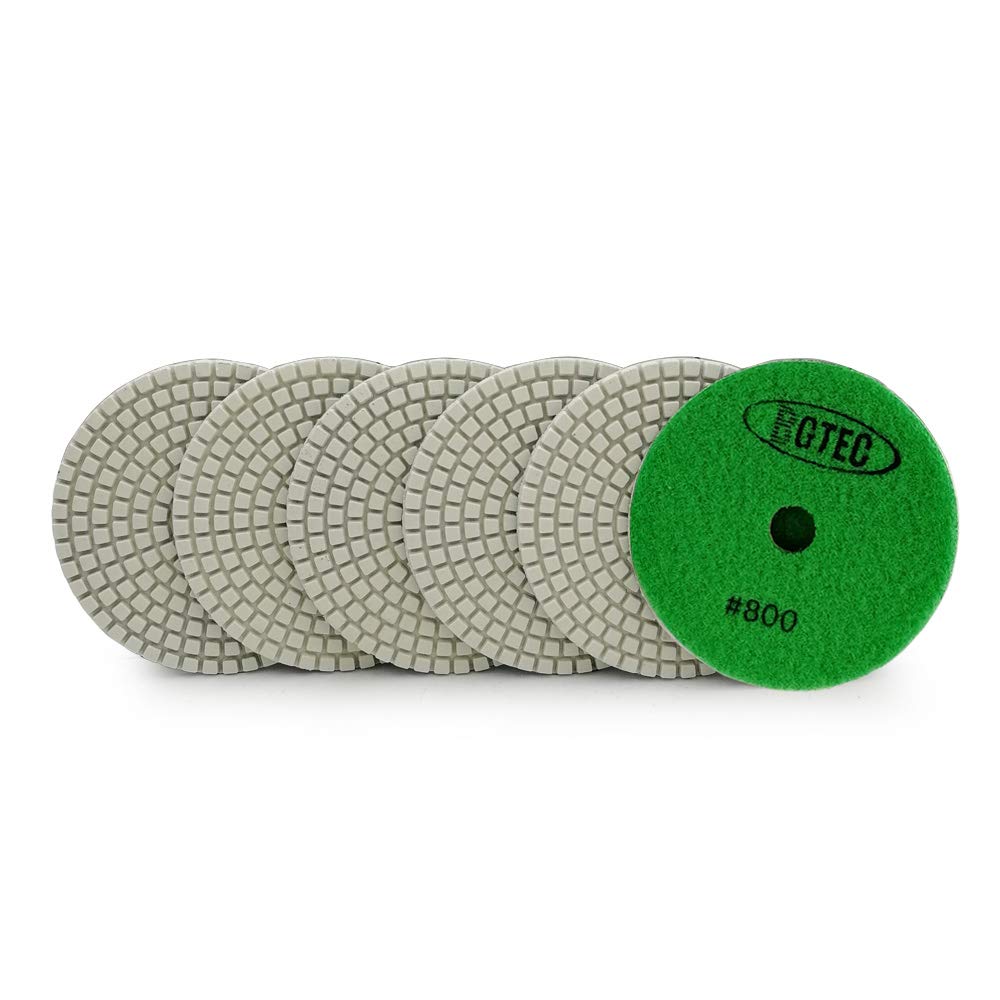 BGTEC Almohadillas de Pulido en Húmedo de Diamante de 100 mm para Mármol de Granito 6 piezas # 800