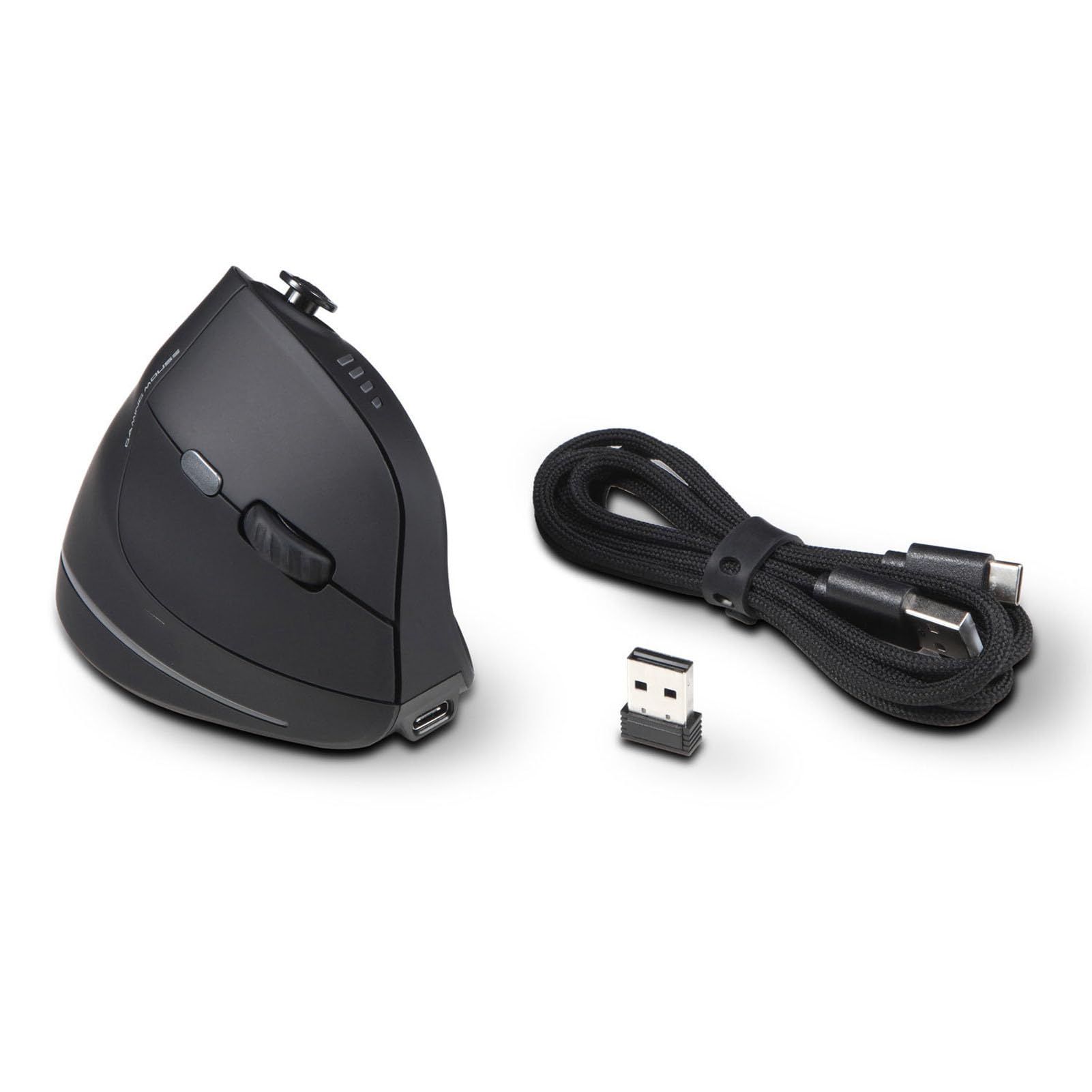 Mouse Ergonomico Verticale, modalità Triple (BLACK) | Mouse da gioco wireless, con joystick, ricaricabile 800mAh, 24000 DPI, per PC portatile