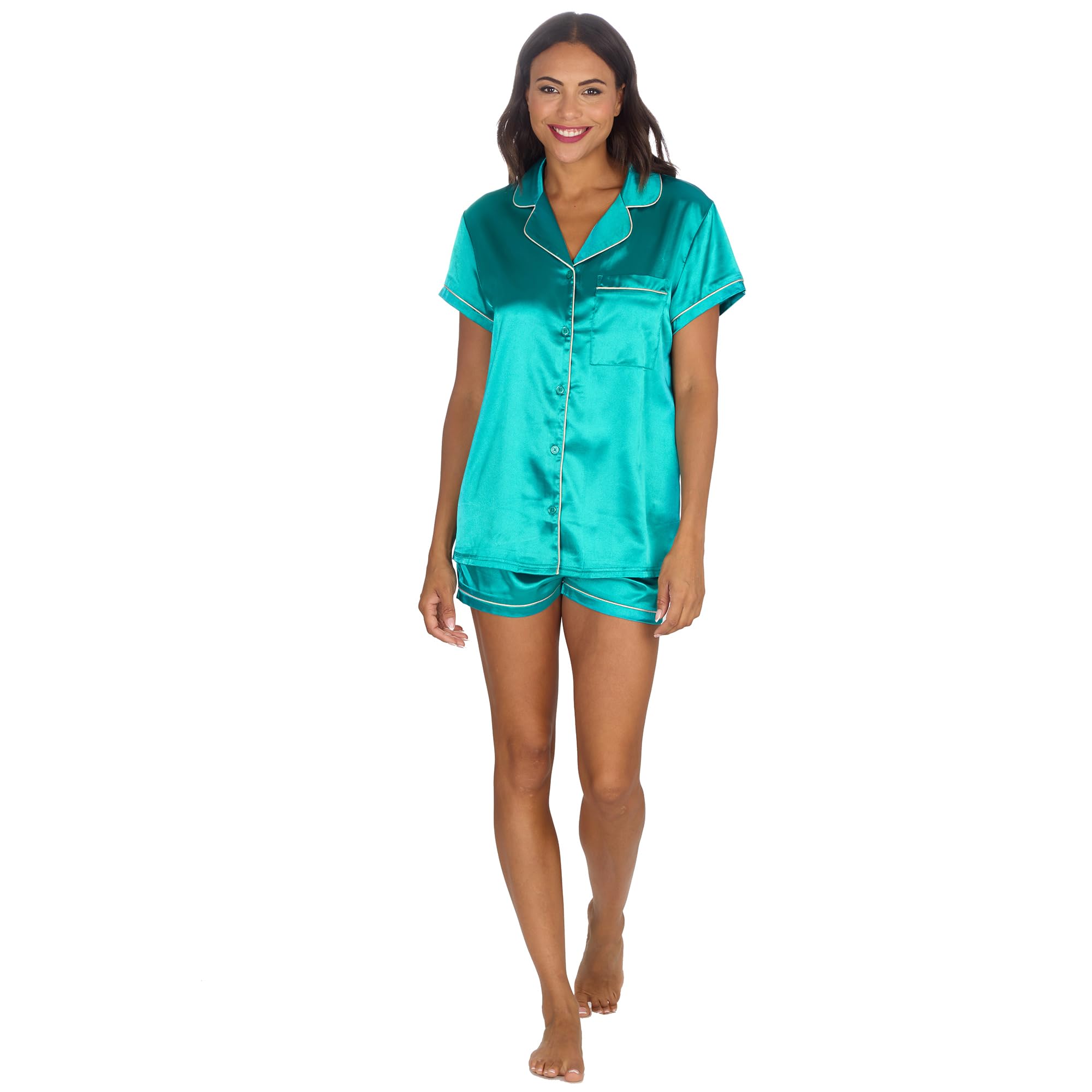 Undercover Ladies Satin Short Pyjamas 34B2111 Teal 14-16