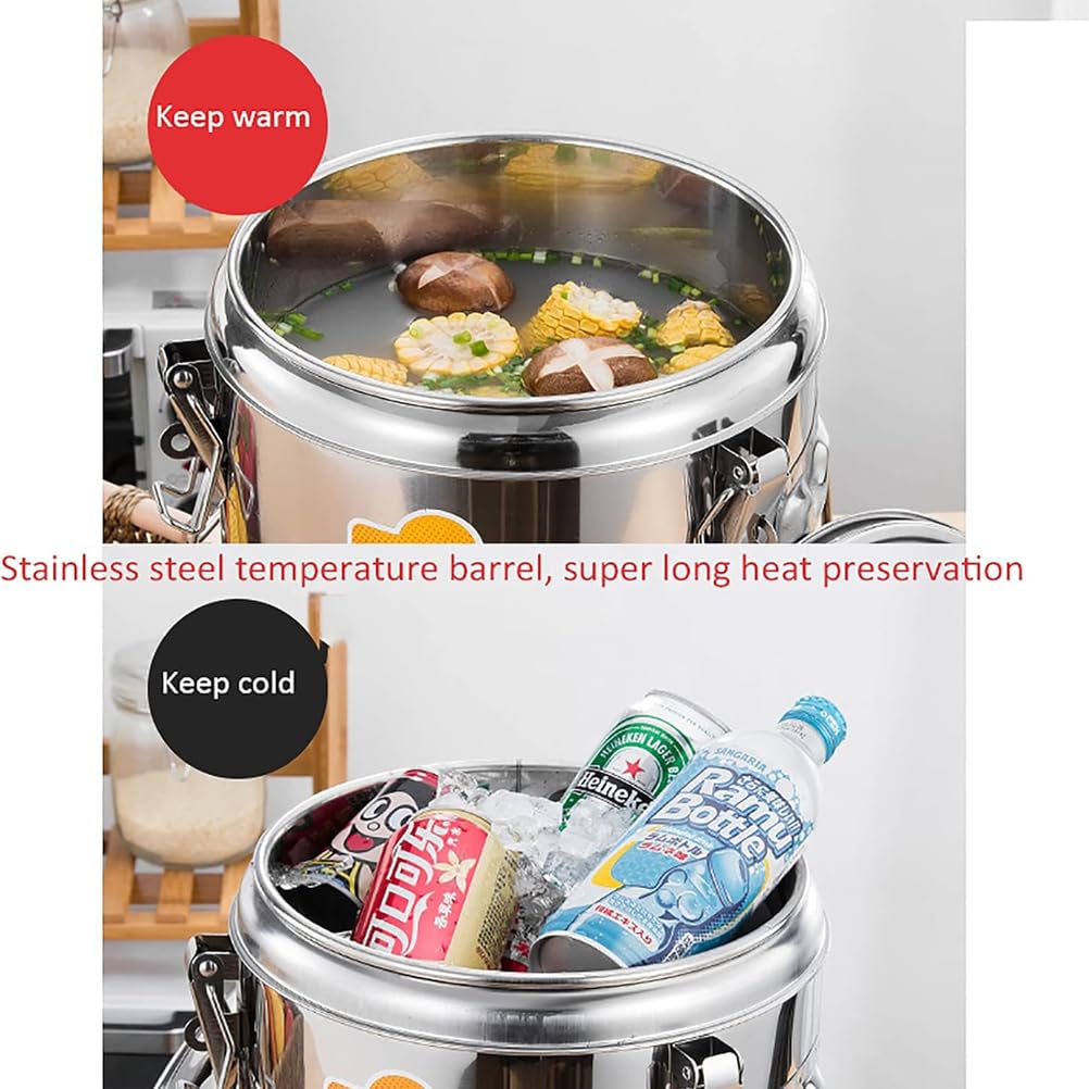 Dispensador de bebidas de acero inoxidable aislado con grifo, capacidad de 20 litros para bebidas frías y calientes, ideal para catering y eventos